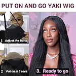 Perücke Echthaar für Damen Yaki Straight Glueless Wig Human Hair 4x4 Lace Wig Yaki Perücke Damen Echthaar Geschenk für Sie 28 Zoll Natürliche Schwarze Perücke – Bild 3