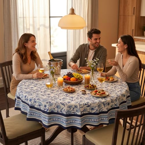 Image of Encasa XO Dining Table Cloth 4 Seater, Water Repellent Table Cover