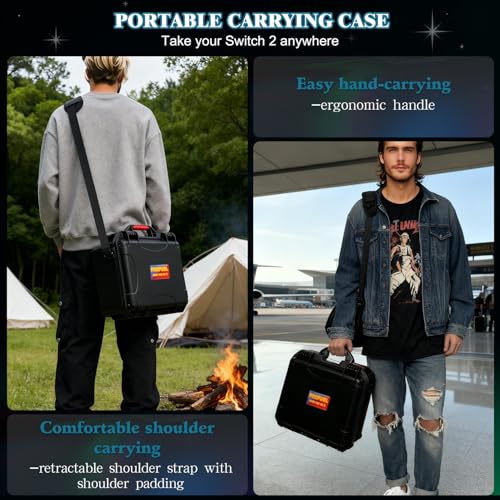 FACFUEL Switch 2 Case, All-In-One Carrying Case for Nintendo Switch 2 System (2025), Waterproof Hard Shell Travel Organizer Box with EVA Lining, Holds Console, Dock, Pro Controller and Accessories - Image 8