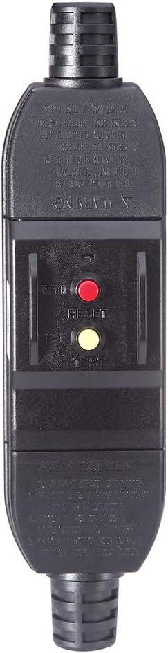 Outdoor Inline GFCI Cord Breaker 15 Amp Waterproof Earth Leakage Circuit Protection Auto-reset 120Volt UL Listed - - 