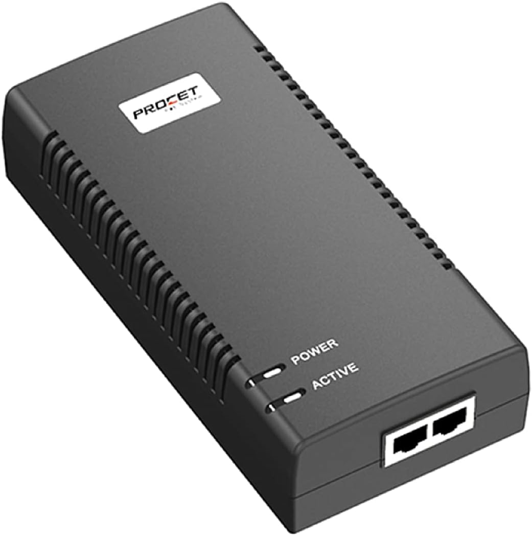 PROCET PoE SystemGigabit 90W POE++ Injector, Power Over Ethernet 55V 1000Mbps, Suitable for 802.3af/at/bt Devices, Plug and Play, 6KV Surge Protector and Fireproof