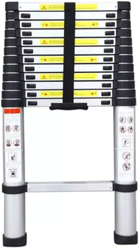 Telescoping Ladders Aluminum Telescoping Ladder 14 FT One Button Retraction Aluminum Telescopic Extension Extendable Ladder Slow Down Design Multi Ladders Yearn for