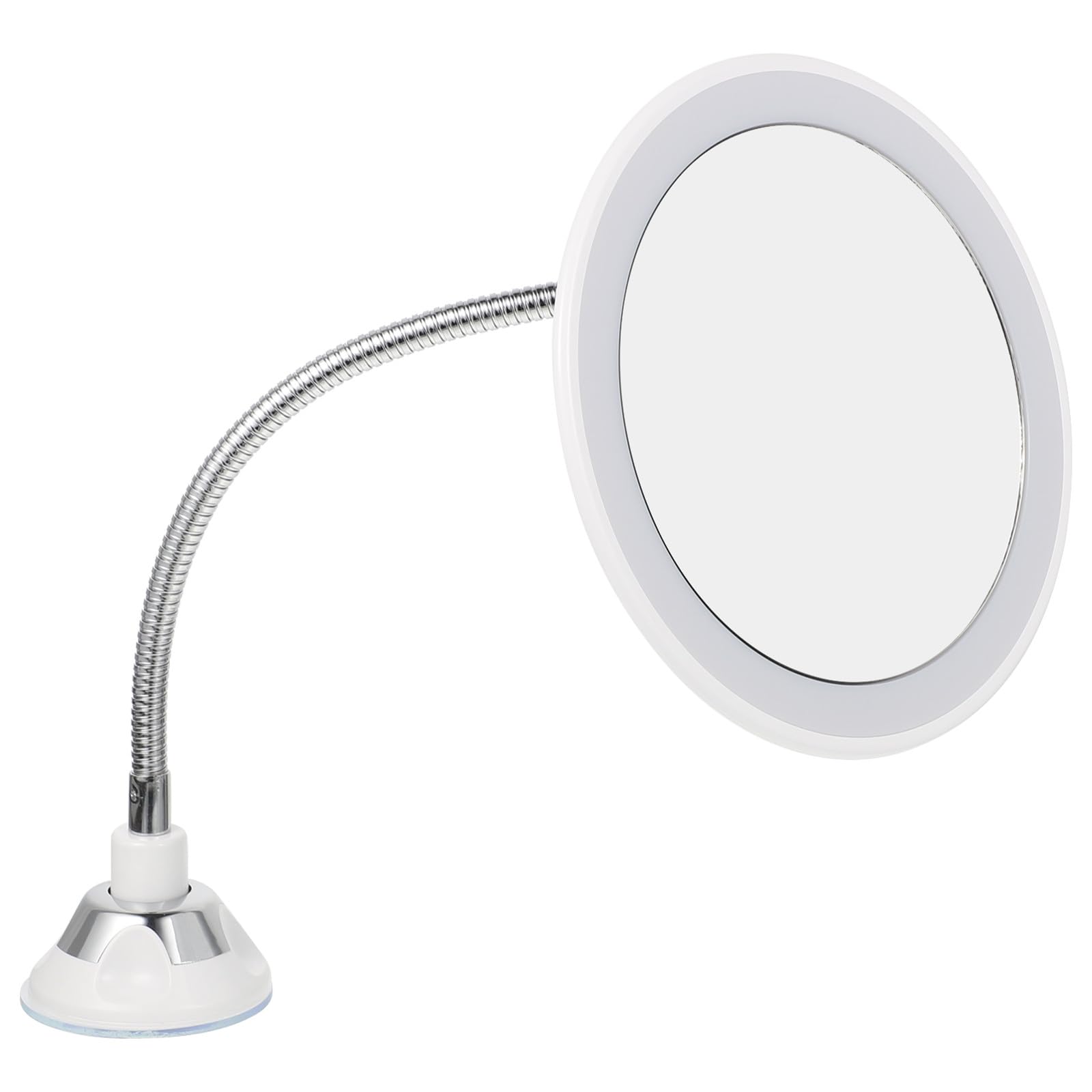 IMIKEYA LED Vergrößerungsspiegel mit 10 Fach Saugnapf Tragbarer Kosmetikspiegel für Bad und Reise Einseitiger Weißer Schminkspiegel mit 360° Rotation