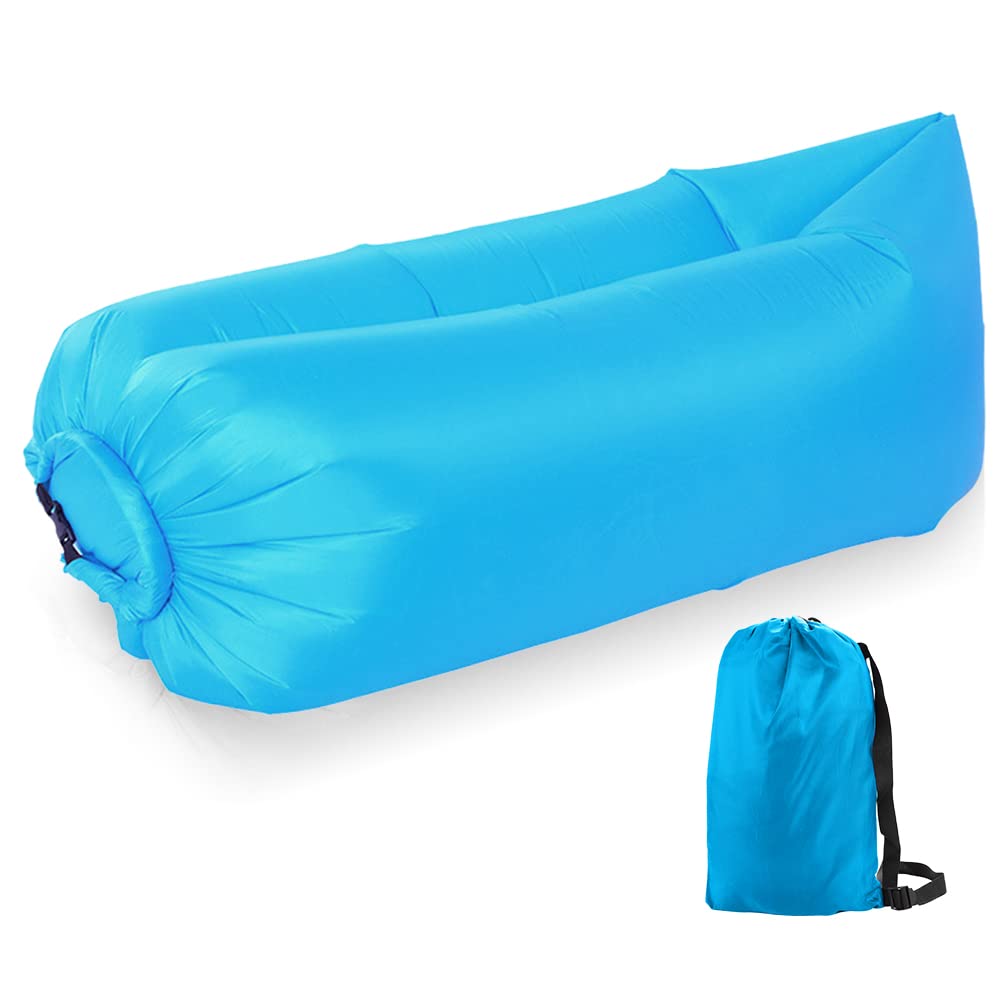 Gohytal Aufblasbare Liege, Luft Sofa, Luftsofa mit Tragetasche, Wasserdichtes Aufblasbare Air Lounger für Garten, Seeufer, Strand, Camping, Picknick, Musikfestivals, Aufblasbarer Sessel (Himmelblau)