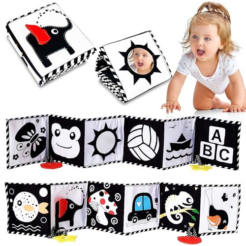Black and White Baby Toys - High Contrast Baby Toys for Newborn Infant Montessori Sensory Toys 0-3 Months developmental toys Tummy Time Toys 6 7 8 9 10 11 12 month old baby must haves baby gifts