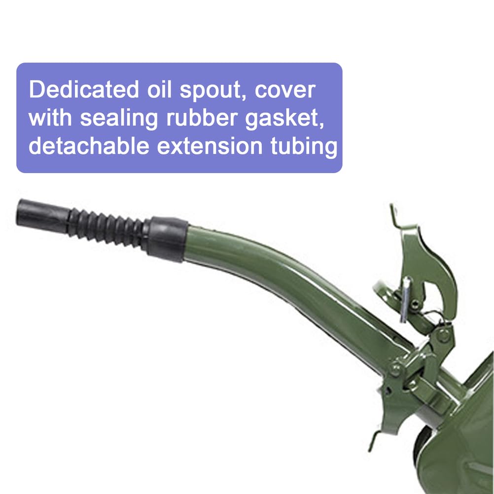 Generisch Benzinkanister 5l 10l 20l Für Benzin Diesel Metall Kraftstoffkanister Reservekanister Mit Flexiblem Einfüllstutzen/Trichter, Kraftstoff-Kanister, Sicherheitsverschluss,Grün,20L