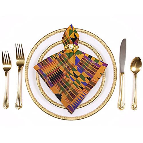 African Art_ Kente Cloth Dinner Napkins Cloth Set Washable Print Table Decorative For Everyday Use #TOP2