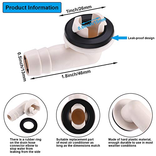 image for BBTO 3/5 Inch AC Drain Hose Connector Elbow Fitting with Rubber Ring f