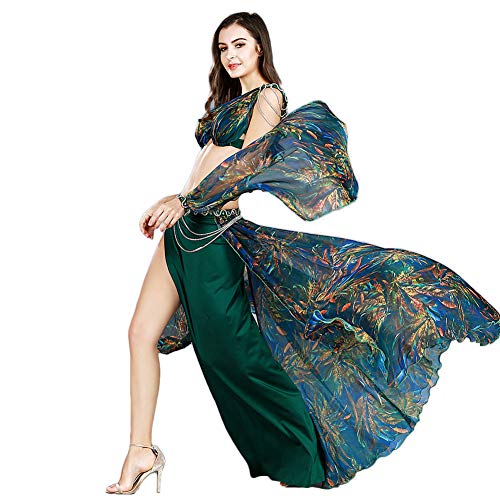 Costume de danse du ventre vert pour gala et cours de danse orientale en taille L