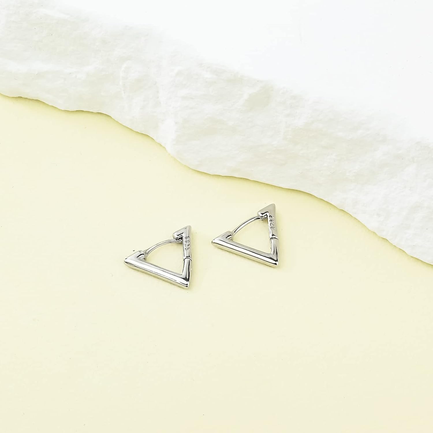 925 Sterling Silver Triangle Huggie Hoop Earrings for Women, Small Silver Hoop Earrings for Sensitive Ears, Geometric Earrings for Gifts - Image 7