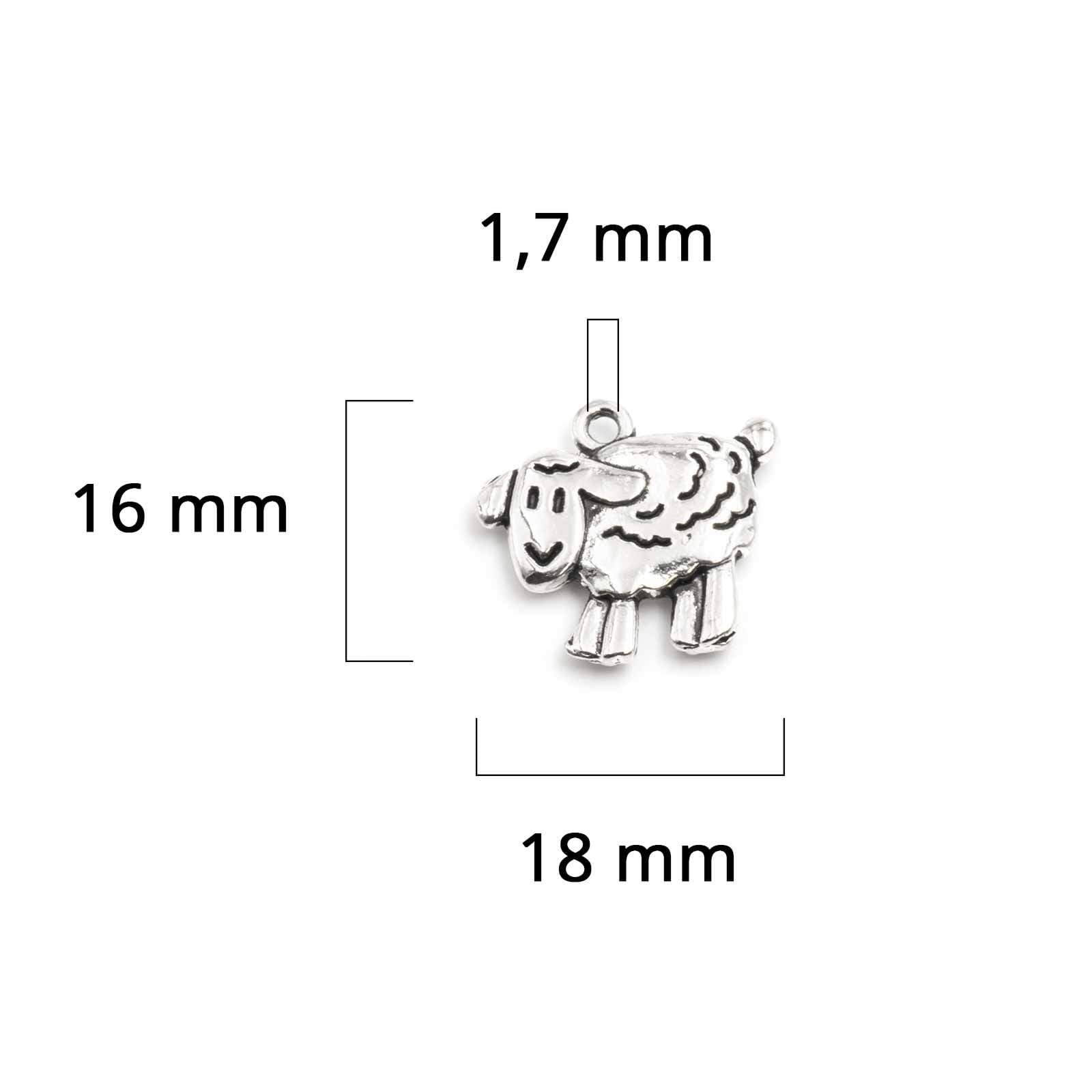 100 ciondoli a forma di pecora, 16 mm x 18 mm, per gioielli fai da te