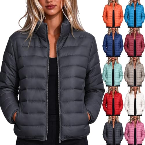 Puffer Jackets for Women Winter Fashion Cropped Down Coats with Pockets - image 1
