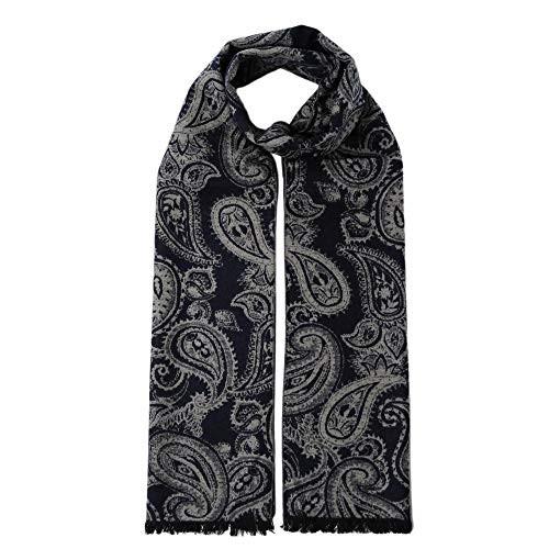 Cuddle Dreams Men's Silk Scarves, 100% Mulberry Silk Brushed, Luxuriously Soft (Paisley Navy) #TOP7