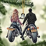 Personalized Motorcycle Couple Ornament - Gift for Biker Gift for Motorcycle Lovers, Cartoon Couple Ornament, Anniversary and Birthday for Him Her