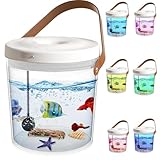 Agamino Rechargeable Portable Fish Tank with Lid, Small Plastic Desktop Aquarium Kit with 7 Color LED Light & Quiet Pump, Oxygen-Injected Fish Tank Kits, Travel Goldfish Tank Starter Kit