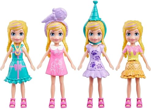 POLLY POCKET™ POLLY™ Birthday Party Package Polly Pocket Birthday Party Package, baby and pet play set, fashion and food themed accessories, travel toy JCC33
