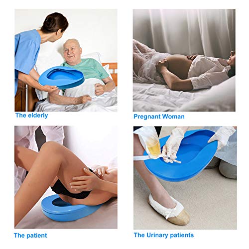 Thick Bed Pan Heavy Duty PP Bedpans for Female Male Easy to Clean Bed Pans for Elderly Hospital Home Bedpan Emergency Device (Blue) - Thumbnail 6