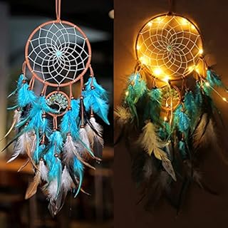 LED Dream Catcher Handmade Dreamcatcher with Colorful Feather for Girls Bedroom Decorations Unicorn Bedroom Accessories, Bohemian Home Decor, Unicorn Gifts for Girls, Wall Hanging Decorations