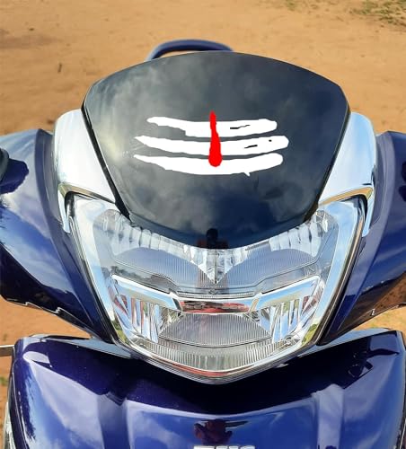 Image of Mahadev Tilak Sticker for Car & Bike, Reflective and Waterproof Sticker, Symbolic Vinyl Sticker /Sign (13cmX6cm)