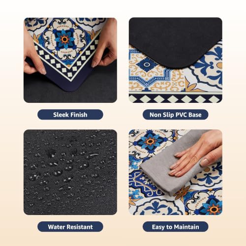Image of Amazon Brand - Solimo Silicone Kitchen & Bath Mat (Pack of 2) | Multi color with black colored border| Anti-Fatigue Comfort Foam | Waterproof & Anti-Slip | 60 x 40 cm & 40 x 120 cm| Quick-Dry & Easy Clean