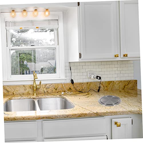 Image of Recessed Counter Top Cover 8.26 Inch Flush Trash can Lid Stainless Steel Built-in Flap Garbage can Cover for Kitchen Bathroom Office
