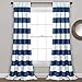 Lush Décor Stripe Room Darkening Window Curtain Panel, 84 inch by 52 inch, Navy, Set of 2