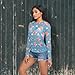Cartoon Pig Star Blue See Through Tops for Women Mesh Sheer Tops Long Sleeve Women Blouse Zipper Handle Camping Beach Swimming Pool Size M