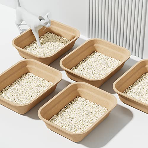 WUWEOT 8 Pack Disposable Cat Litter Box, Paper Cat Litter Tray Pet Litter Pan, 16.7\" X 13\" X 4\" Travel Small Animal Clean Sifting Potty for Indoor Outdoor Cat, Hamster, Guinea Pig, Mice, Bunny