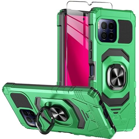 Mocotto for T-Mobile REVVL 7 Pro 5G Phone Case with Tempered Glass Screen Protector,Military Grade Heavy Duty Shockproof Protective Cover,with Ring Kickstand for REVVL 7 Pro (Green) Cover