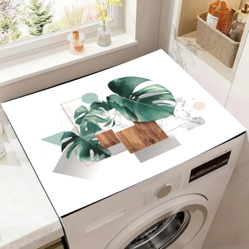 Image of Washer Dryer Top Cover Mat, Non-Slip Laundry Room Decor, Laundry Room Kitchen Appliance Decor Protector Universal 23.6 inchx19.7 inch (Leaf 4)