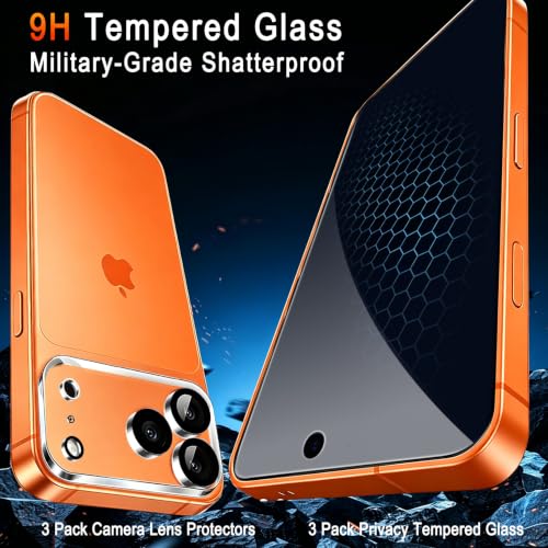 TZGZT Privacy Screen Protectors for iPhone 17 Pro Max, Tempered Glass, HD - image 2
