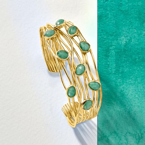 Ross-Simons 6.25 ct. t.w. Emerald Highway Cuff Bracelet in 18kt Gold Over Sterling3