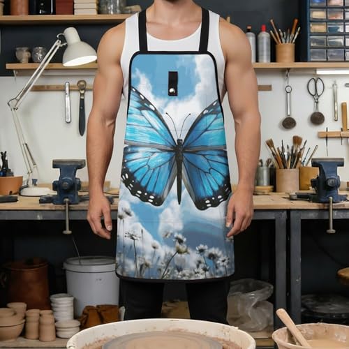 Delantal de trabajo ajustable con 8 bolsillos y diseño mariposa miniatura 4