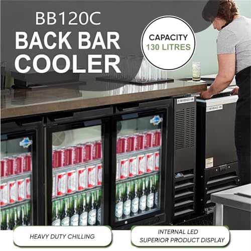 Image of ROCKWELL 130Ltr, Back Bar Cooler, Digital Temperature Display, Heavy Duty Design (BB120C, Black)