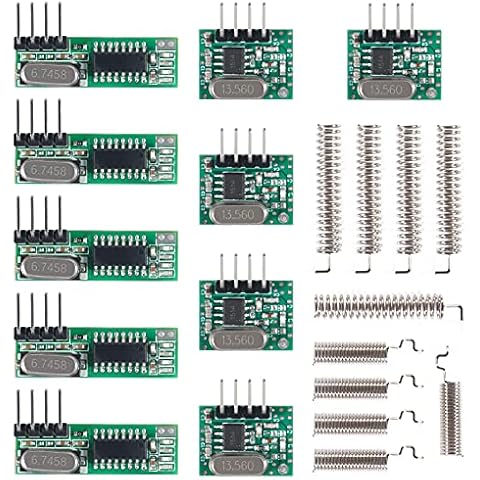 ALAMSCN 5 Set 433MHz RF Wireless Transmitter and Receiver Module + RF 433MHz Spring Antenna Kit Compatible with Arduino Cover