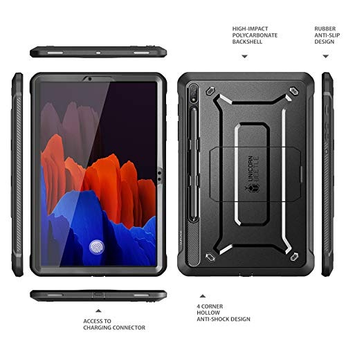 Image of SUPCASE Ub Pro Series Case Designed For Samsung Galaxy Tab S7 Plus (2020) /S8 Plus (2022) 12.4 Inch,With Built-In Screen Protector&S Pen Holder Full-Body Rugged Heavy Duty Case,Black