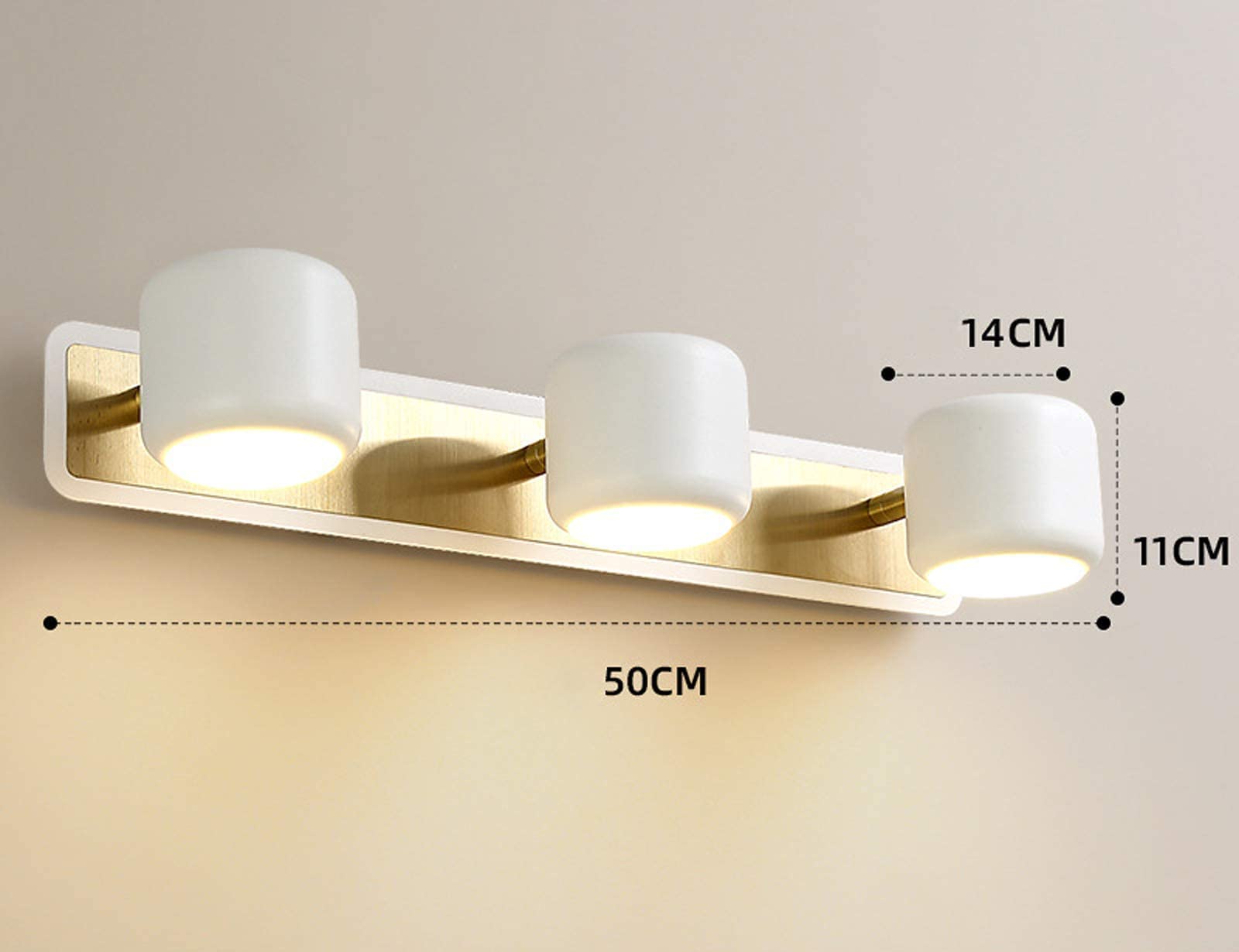 Światło Lustrzane Led,Regulowana Lampa Ścienna Lustrzana Wewnętrzna,Metalowa Akrylowa Wodoodporna Lampa Ścienna 2/3/4 Głowy,Do Toalet W Łazience/White/3 Heads 15W