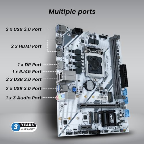 Image of EVM H510 DDR4 Motherboard | LGA1200 Socket | Intel 10th /11th Gen Support | DDR4 3200MHz | M.2 NVMe | SATA | USB 3.0 | Gigabit LAN | WiFi Ready | Micro ATX | 3 Year Warranty (EVMH510G)