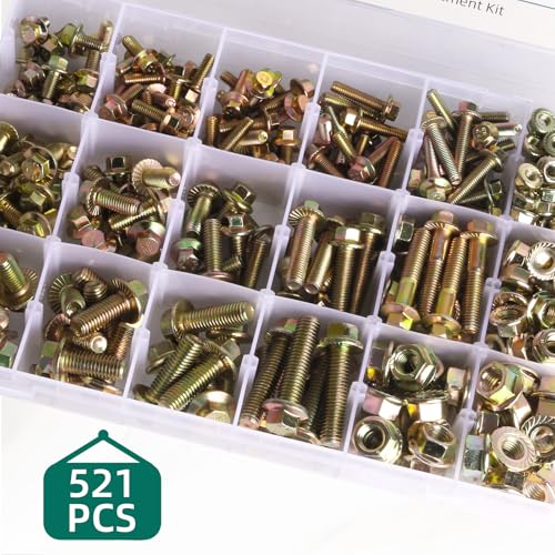 Image of 521PCS M6 M8 M10 Flange Bolts Assortment Kit - 8.8 Grade Alloy Steel,Bolt Assortment for Industrial & Construction Use