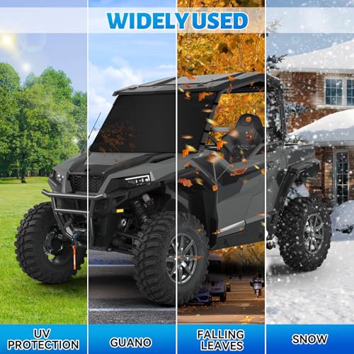 Image of 600D UTV Windshield Snow Cover Compatible with Polaris Ranger XP 1000 2017-2026 (Not RZR) & Can-Am Defender 2016-2026, Transport Windshield Protector for Ice and Snow