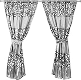 Zahari Home Sinatra Window Curtain Stylish Bathroom Window Curtain,36' x 54' Each, Set of 2, Silver