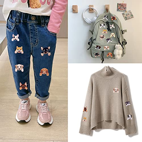 Cute Dog Patches For Clothing, Assorted Iron On Sew On Embroidered Decoration Puppy Appliques Patterns For Masks Bags Jeans Jackets Shoes, 12Pcs #TOP3