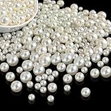 Euddty 3 Size Pearl Beads for Crafts 5mm/8mm/10mm Round Loose Pearl Beads with No Holes for Assortment Beading DIY Craft