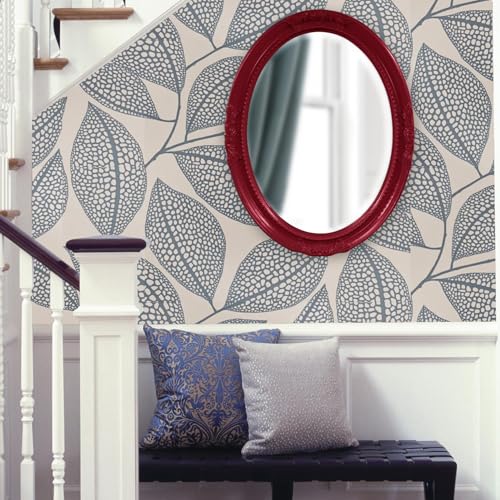 Image of Howard Elliott Collection Queen Ann Oval Glossy Burgundy Wall Mirror, Oval Bevelled Hanging Wood Framed Vanity Mirrors for Home Decor, Living Room, Bathroom, Bedroom, or Hallway, 25 x 33 Inch