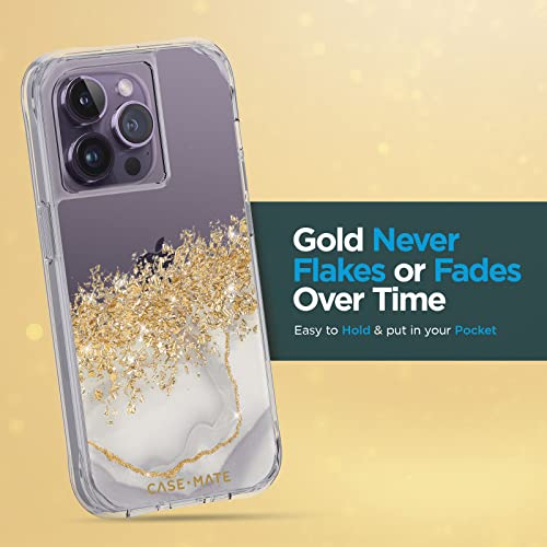 Case-Mate iPhone 14 Pro Case - Karat Marble [10FT Drop Protection] [Wireless Charging Compatible] Luxury Cover with Cute Bling Sparkle for iPhone 14 Pro 6.1", Anti-Scratch, Shock Absorbent, Slim Fit - image 8