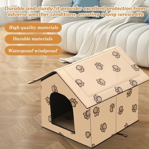 Katzenhaus Draußen Winterfest Wasserdicht Katzenhöhle: WIYETY 40x35x38cm Faltbare Hundehöhle für Kleine Hunde und Katzen, Warm Waschbar Tierheim für Streuner