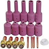 4 Stück WIG Spannzange WIG Gaslinse Spannhülsen Gasdüsen Kit für WP17 18 26 WIG Schweißbrenner Zubehör Verbrauchsmaterialien 19 Stück