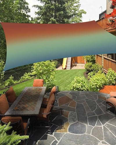 Sun Shades Outdoor Patio Covers for Shade & Rain, Modern Abstract Art Sun Sail Shades Waterproof, Red Green Gradient Sun Shade Sail UV Protective for Backyard/Garden/Deck/Pool 8x10 ft