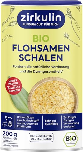 Zirkulin Bio Flohsamenschalen 200g Dose - fördert die Verdauung & Darmgesundheit - Geschmacksneutral - Unterstützen eine ballaststoffreiche & gesunde Ernährung - Sehr gut Quellfähig Zirkulin Bio Flohsamenschalen 200g Dose - fördert die Verdauung & Darmgesundheit - Geschmacksneutral - Unterstützen eine ballaststoffreiche & gesunde Ernährung - Sehr gut Quellfähig