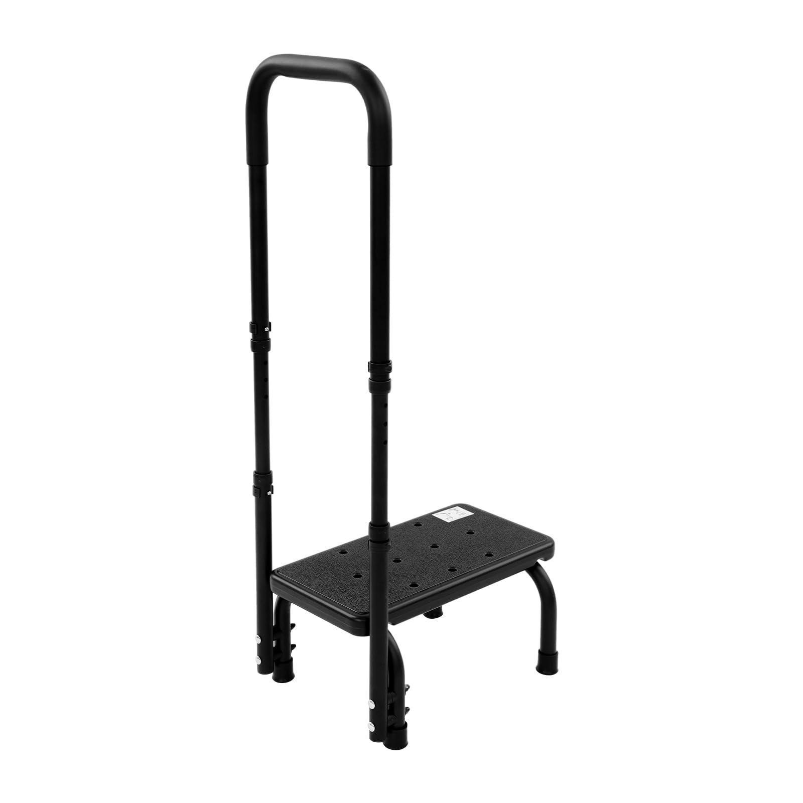 Haushaltstritt rutschfest Tritthocker Trittstufe mit höhenverstellbarem Griff Badewannenstufe Fußhocker Tragkraft 136kg für Küchen, Bädern, Schlafzimmern, Garagen (schwarz)